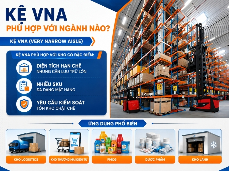 Kệ VNA phù hợp với ngành nào?