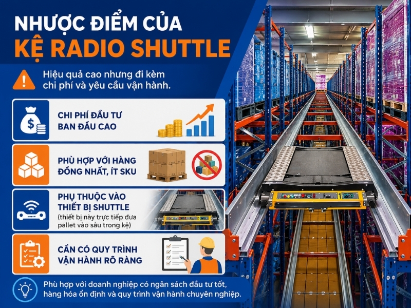 Nhược điểm của kệ Radio Shuttle