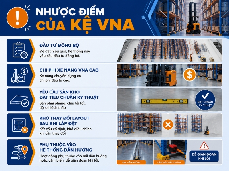 Nhược điểm của kệ VNA