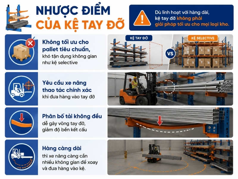 Nhược điểm của kệ tay đỡ