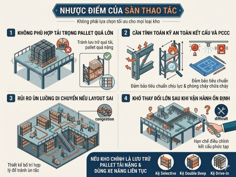 Nhược điểm của sàn thao tác