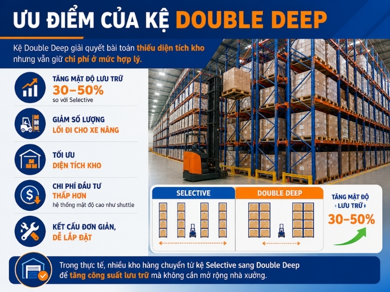Ưu điểm của kệ Double Deep