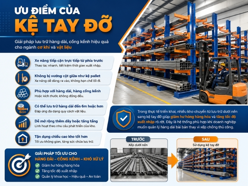 Ưu điểm của kệ tay đỡ