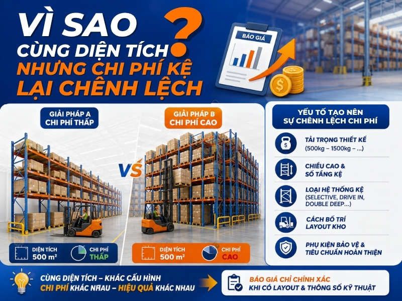 Vì sao cùng diện tích nhưng chi phí kệ kho hàng tại Tây Ninh lại chênh lệch?