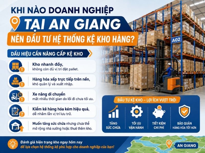 Doanh nghiệp tại An Giang nên đầu tư hệ thống kệ kho hàng