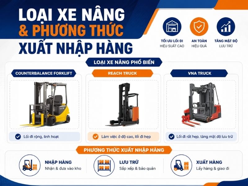 Loại xe nâng và phương thức xuất nhập hàng