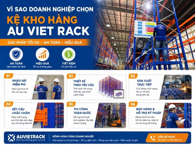 Vì sao các doanh nghiệp chọn Kệ Kho Hàng Au Viet Rack