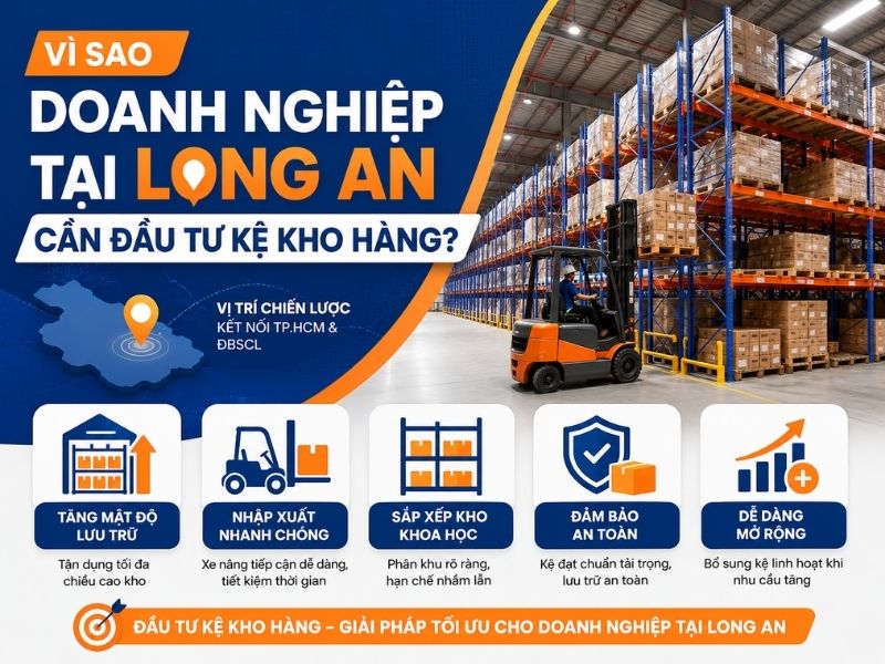 Vì sao nhiều doanh nghiệp tại Long An cần đầu tư hệ thống kệ kho hàng