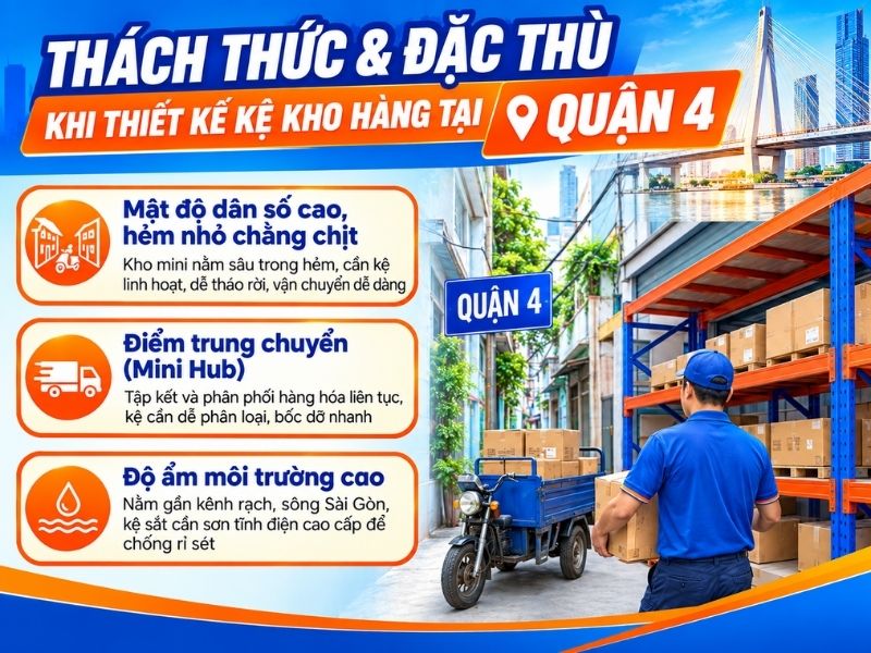Thách thức và đặc thù khi thiết kế kệ kho hàng tại Quận 4