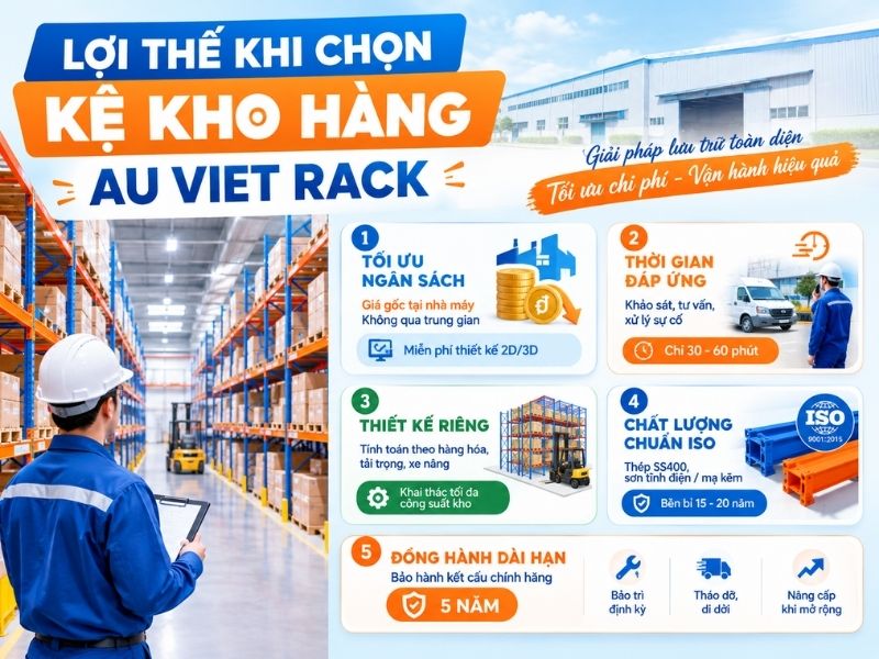 Lợi thế khi chọn Kệ Kho Hàng Au Viet Rack làm đơn vị thi công