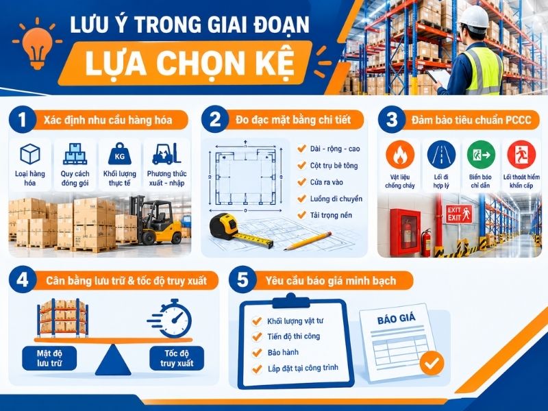 Lưu ý trong giai đoạn lựa chọn kệ