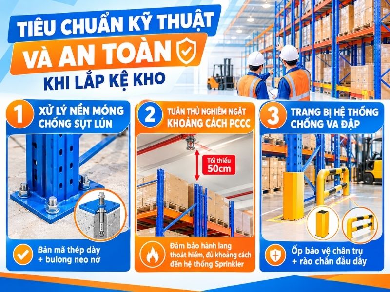 Tiêu chuẩn kỹ thuật và an toàn khi lắp kệ kho tại Phú Nhuận
